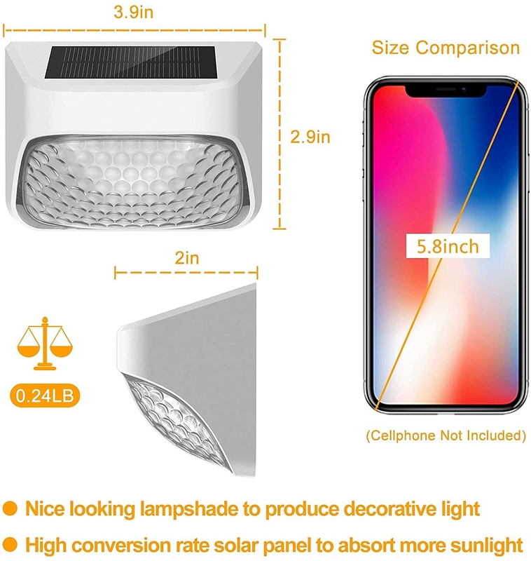 100g 태양 울타리 빛 검은 ABS PMMA 따뜻한 흰색 RGB 20루먼스 방수 IP65 4.5시간 충전