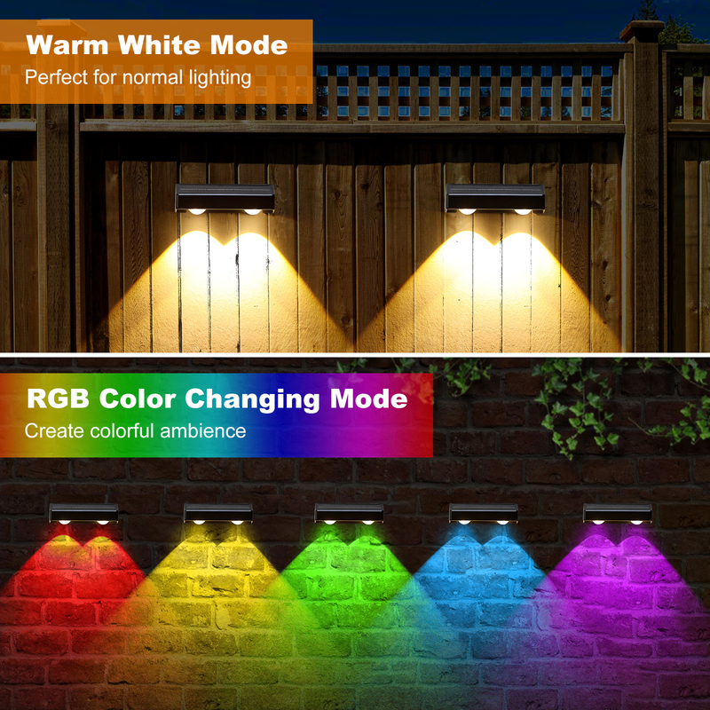 태양광 LED 외관 벽등 따뜻한 흰색 RGB 2 거품 LED Qty