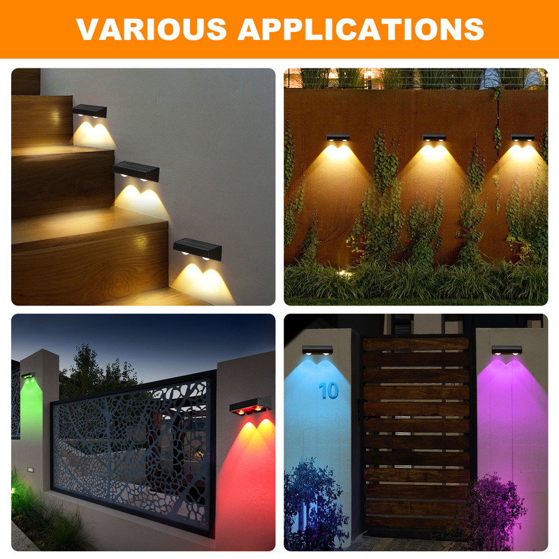 태양광 LED 외관 벽등 따뜻한 흰색 RGB 2 거품 LED Qty