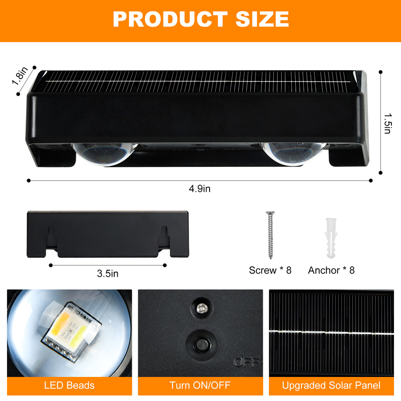 태양광 LED 외관 벽등 따뜻한 흰색 RGB 2 거품 LED Qty