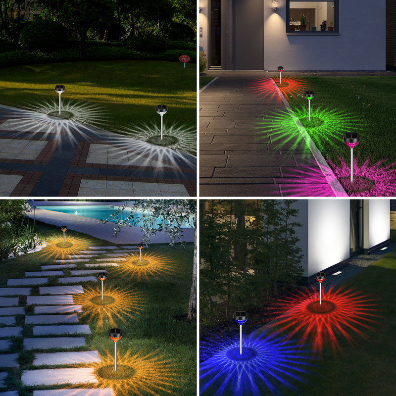 태양 전력 다채로운 LED 정원 조명 20 시간 작업 시간을 따뜻하게 하기 위해 모노 크리스탈린 실리콘 패널