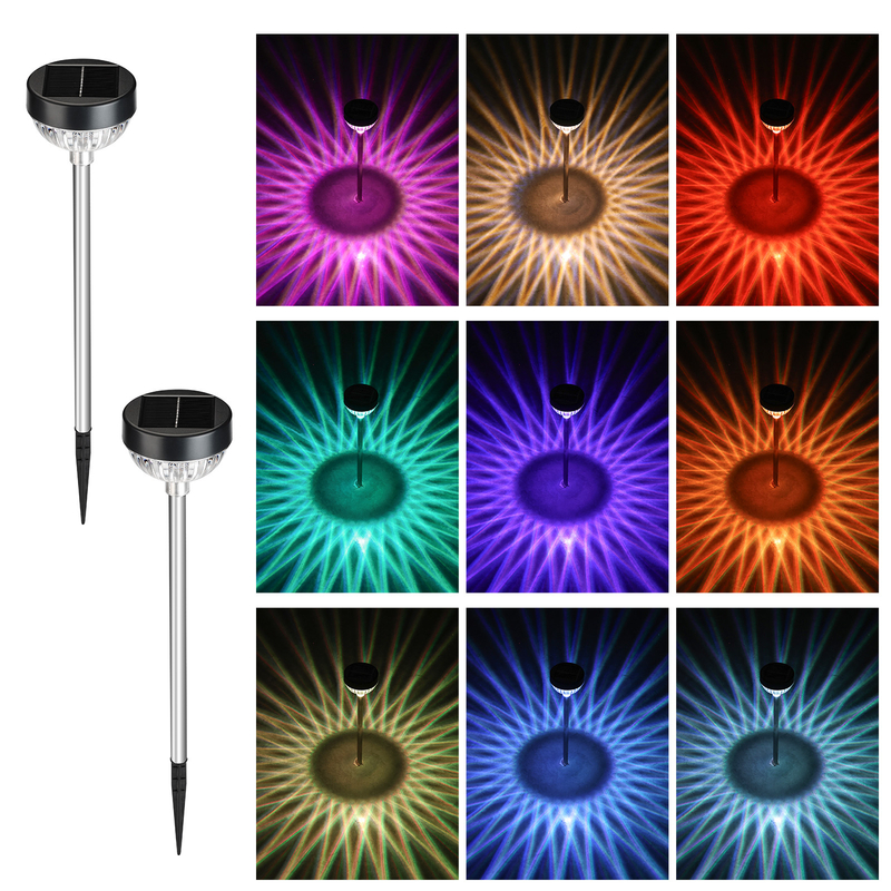 태양 전력 다채로운 LED 정원 조명 20 시간 작업 시간을 따뜻하게 하기 위해 모노 크리스탈린 실리콘 패널