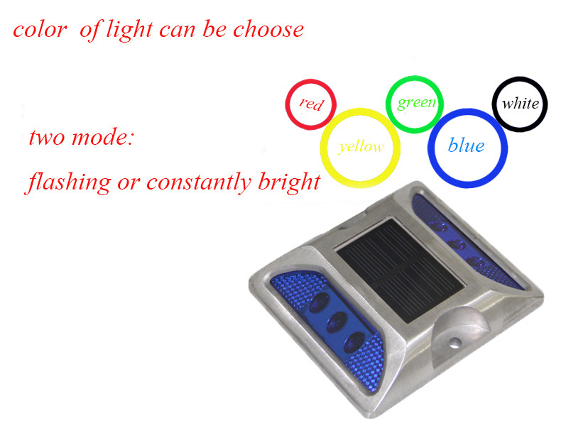 흰색 노란색 빨간색 파란색 녹색 330g 2V LED 태양 전력 도로 스터드 작업 온도 -20C- 70C 알루미늄 합금