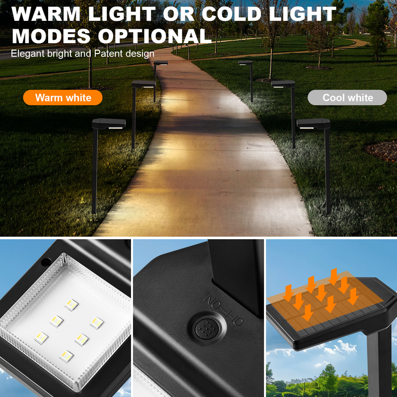태양 전지 LED 스테이크 라이트 자동 켜기 / 끄기 6 PCS LED IP65 방수