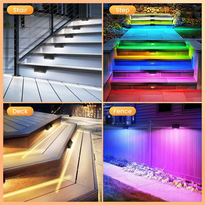 Outdoor Solar LED Step Lights IP65 Waterproof 7 Color RGB