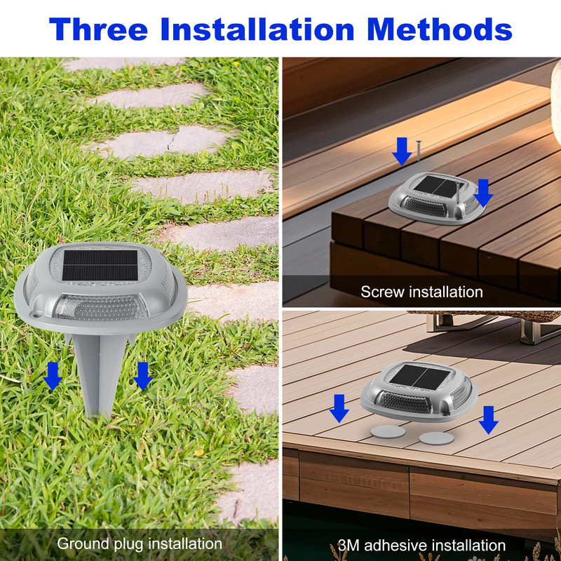 IP67 방수 태양광 도크 조명, 1.2V/600mah 배터리 및 2V/140ma 태양광 패널, 흰색+파란색