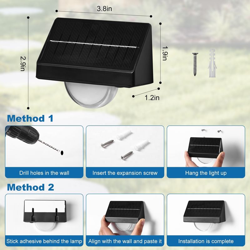 야외 태양광 LED 계단 조명 IP65 방수 7가지 색상 RGB