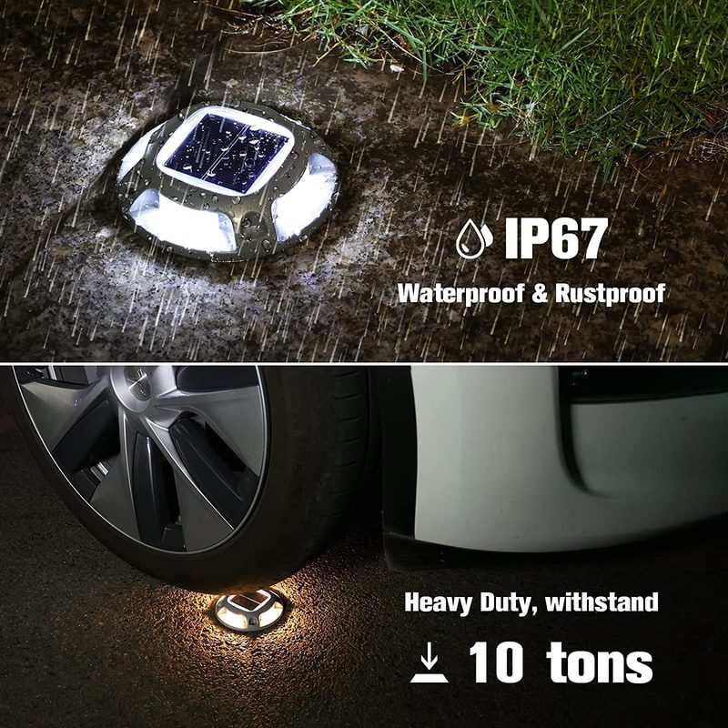 Solar Lane Light LED Lane Marking Deck Light with 9 Colors in One Warm White 3500K and 360 Beam Angle