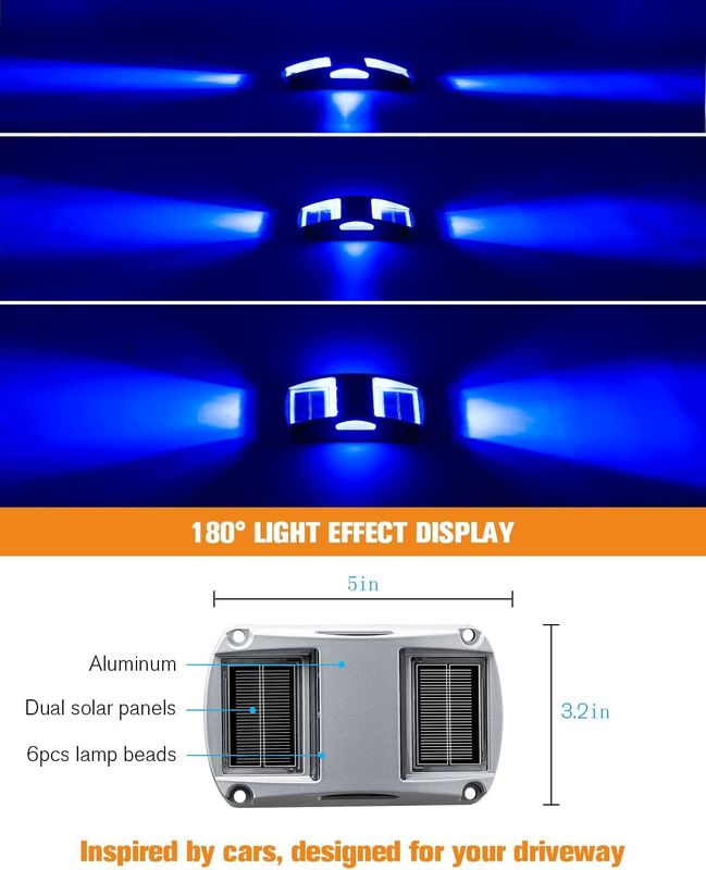 6 LED 램프 IP68 5000K 낮빛을 가진 방수 태양 도크 라이트 무선 도로 드라이브 경로 조명